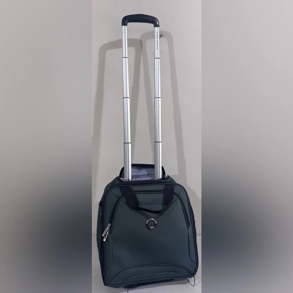 Delsey paris Rolling Carry-On Briefcase in Dark Green with Telescopic Handle